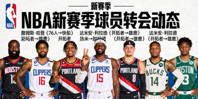 NBA新赛季球员转会动态新闻图片，多位球星合影